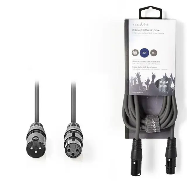 Kαλώδιο ήχου 3pin XLR θηλ. σε 3pin XLR αρσ., 3.0m σε σκούρο γκρι χρώμα.