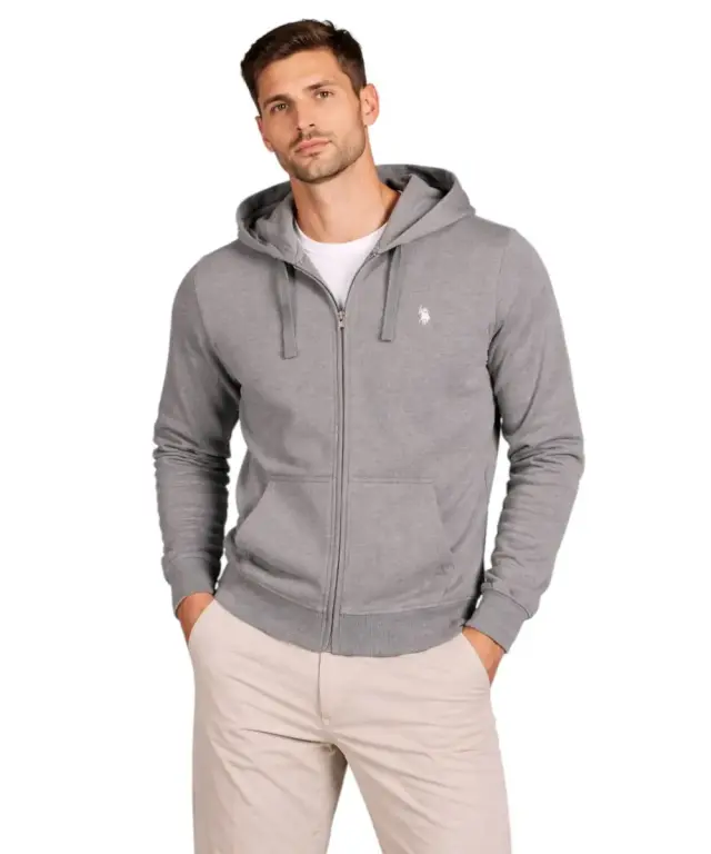 U.S. Polo Assn. - Ανδρική Φούτερ Ζακέτα με Κουκούλα και Τσέπες 63025-53223-189 Γκρι - 2XL