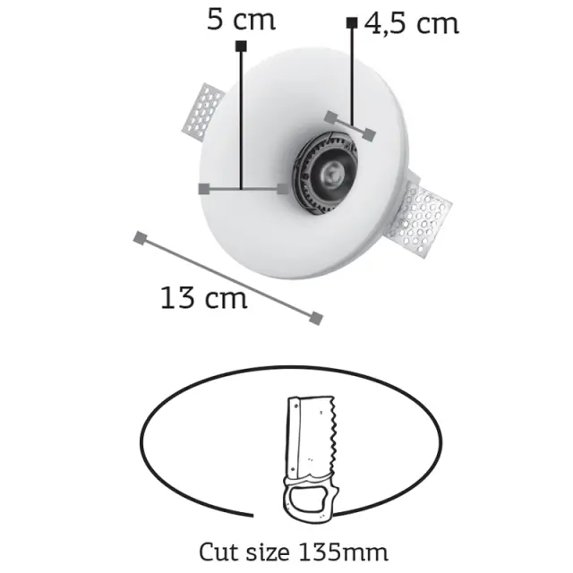 InLight Χωνευτό σποτ λευκό από γύψο 1XGU10 D:13cm (Χ0002) 3