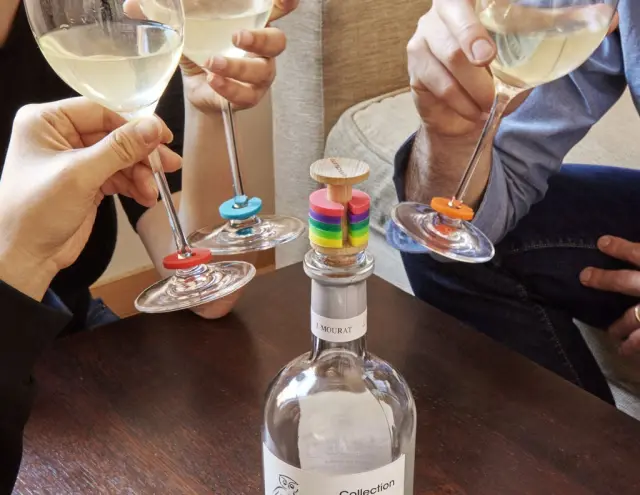 Rainbow Wine Rings AND Stopper (BA91) - Gadgets
