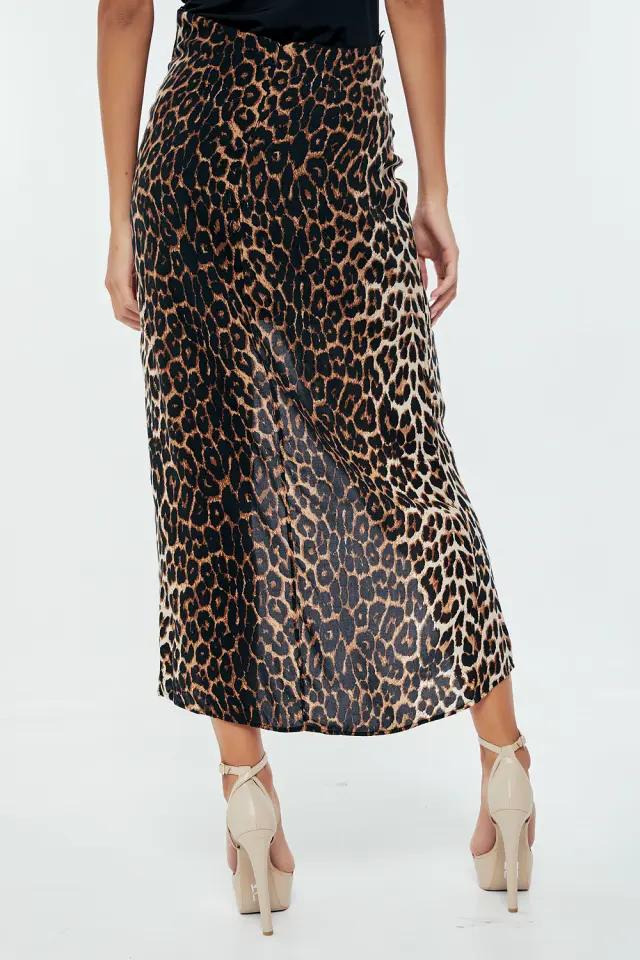 Φούστα με Σκίσιμο Animal Print Animal Print 3