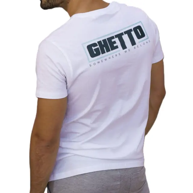 Ghetto White Blue Mask T-Shirt Unisex | Back Logo “Somewhere We Belong” 2