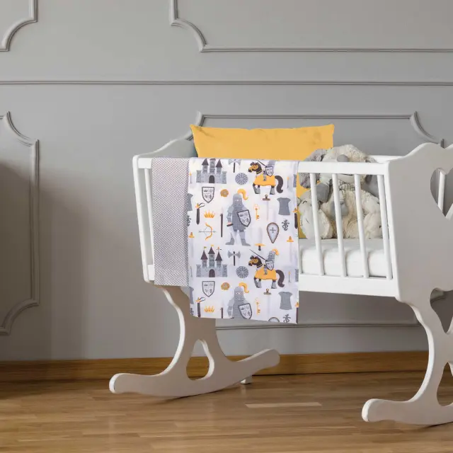Σετ 2Τεμ Σεντόνια 70x120 Λίκνου Baby Greenwich Polo Club Essential 8861 Cream-Grey 100% βαμβακερό 3