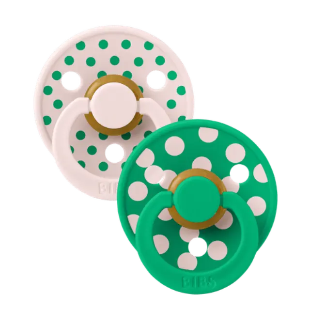Bibs Colour Σετ Πιπίλες 2τμχ - Pack Polka - Petal/Cactus - Στρογγυλή Νο2