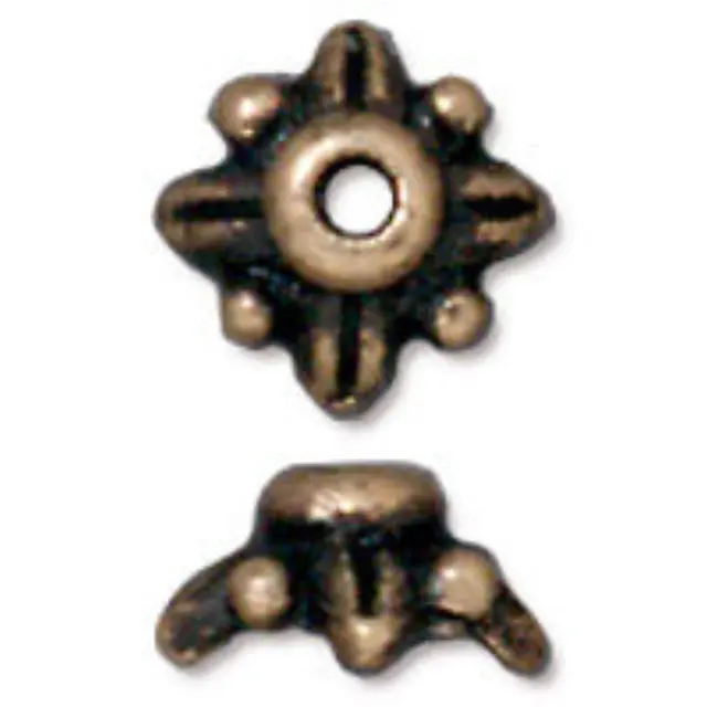 Διακοσμητικό Χυτό Pewter - Καπελάκι Leaf - Brass Oxide - 4τεμ