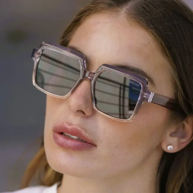 Ghetto Ladies Square Sunglasses ClearPurple Frame 2