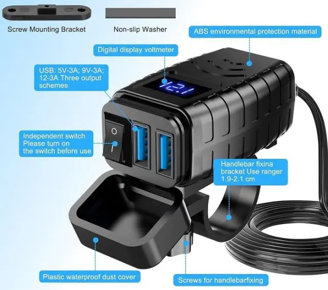 Αντάπτορας φόρτισης μοτοσυκλέτας USB - MQ3103 - 330001 2