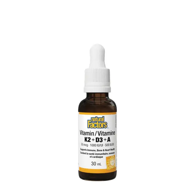 Natural Factors K2+D3+A 50 mcg/1000 IU/500 IU