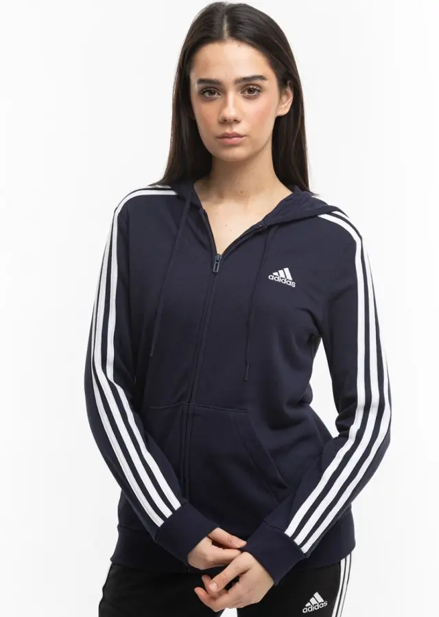Adidas Essentials French Terry 3-Stripes Full-Zip Γυναικεία Ζακέτα GL0804 Μπλε - M