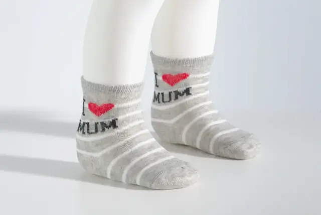Socks Baby I Love Mum Γκρι
