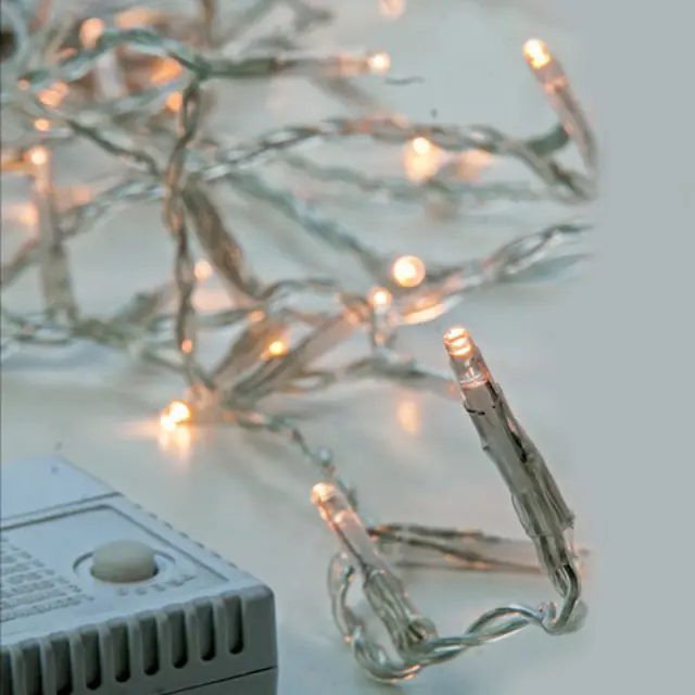 240 Led Σε Σειρά Με Πρόγραμμα Και Μετασχηματιστή Διάφανο Καλώδιο Θερμό Led IP44