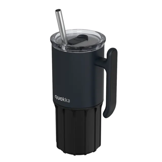 Quokka Κούπα Θερμός Ανοξείδωτο BPA Free 720ml Black με Καλαμάκι και Λαβή-40090