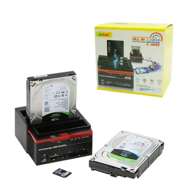 Andowl AN-Q-HD50 Docking Station για 2 Σκληρούς Δίσκους SATA 2.5" / 3.5" με σύνδεση USB 2.0 - All in 1 Multi-function HDD Docking 320167