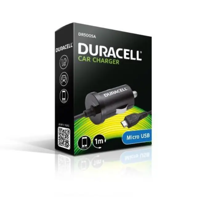 Φορτιστής Αυτοκινήτου Ταχείας Φόρτισης Duracell με Ενσωματωμένο Καλώδιο Micro USB Μαύρο N20712