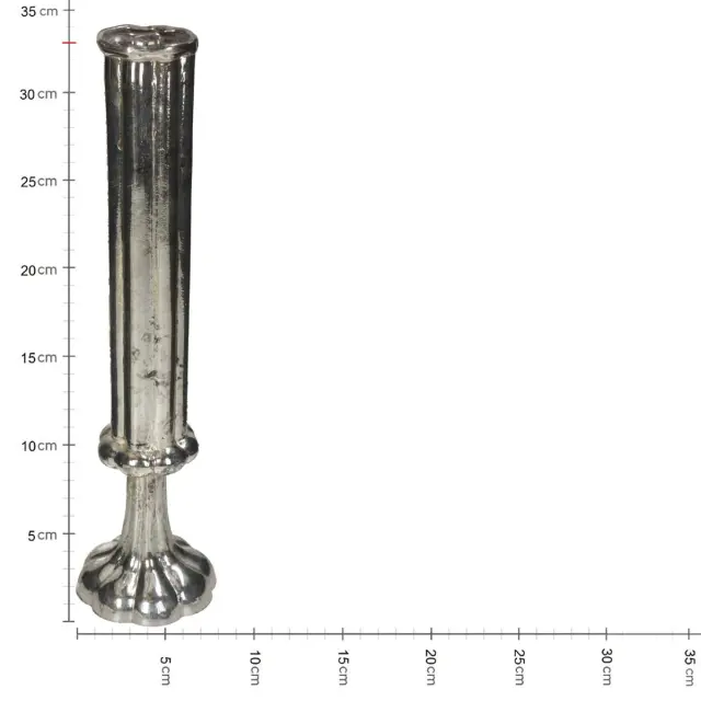 Βάζο Φλάουτο Χειροποίητο Ασημί Γυαλί 8.5x8.5x33cm 2