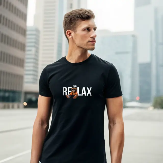 T-shirt Noshame® Μαύρο με τύπωμα teddy Relax - 112380 - XXL