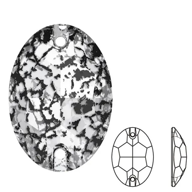 Swarovski 3210 Sew-On Oval Crystal Black Patina 10x7mm - 2τεμ