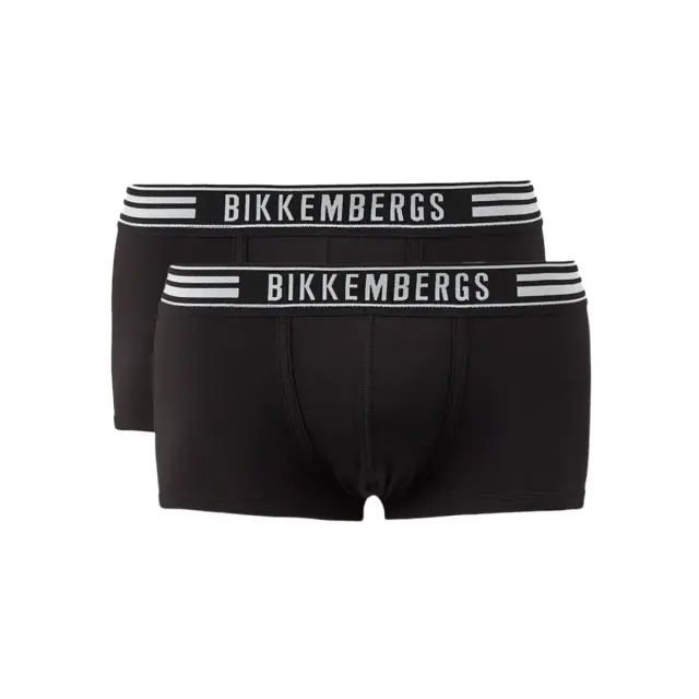Bikkembergs Ανδρικό Boxer Stripe Waistband Stretch Cotton - Διπλό Πακέτο, Χρώμα Μαύρο