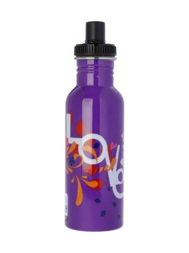 Ecolife® -Ανοξείδωτο Μπουκάλι Love με Sport Πώμα 600ml- Μωβ. 2