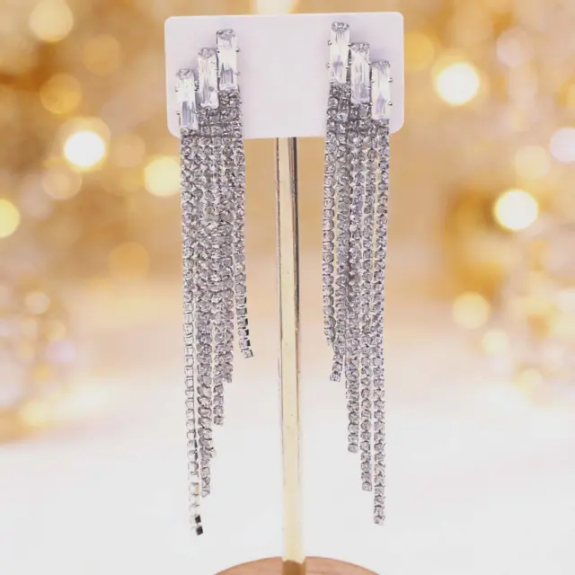 Statement Crystal Fringe Earrings