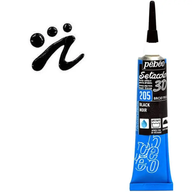 Pebeo Περίγραμμα Υφάσματος Setacolor 3D Perle Effect - 205 Black - 20ml