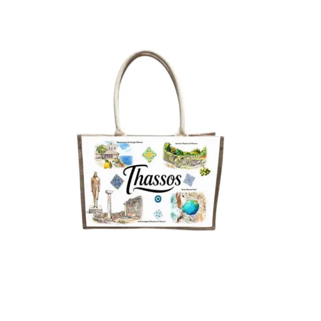 Τουριστική τσάντα λινή με κουμπί - Thassos - 36*25*16cm - 871892