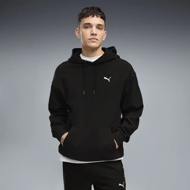 Puma Ess Elevated Relaxed Material Hoodie (694309-01) - Μαύρο