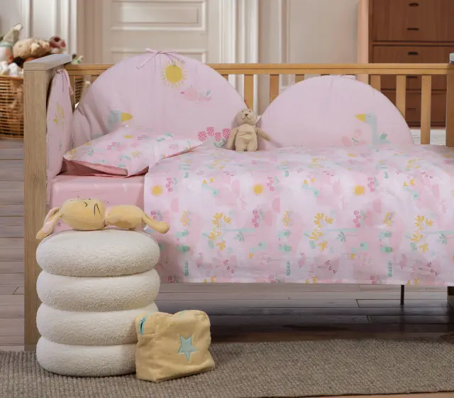 Nef-Nef Homeware Βρεφικά Σετ Σεντόνια Κούνιας Spring Happiness 120x170 Ροζ