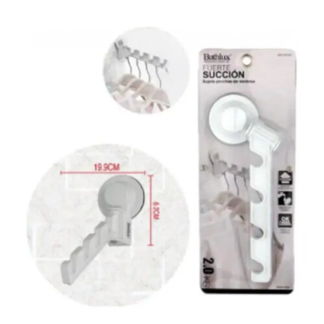 Κρεμάστρα Τοίχου Bathlux 30120 Πλαστική 4 Θέσεων 19.9x6.2x17.2cm 3