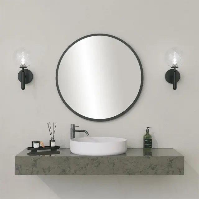 Stewehome Στρογγυλός καθρέφτης μπάνιου χρυσός 60x1.2x60 cm 2