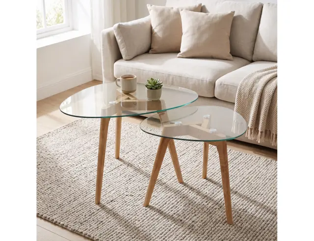 Σετ Τραπεζάκια Σαλονιού Home Deco Factory με διαστάσεις 60x43x45cm και 50x40x38cm - 2 τεμάχια HD3212