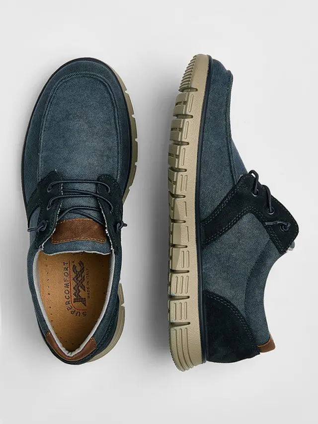 Imac Δετά-Oxfords Ανδρικό δέρμα/δέρμα Nubuck Μπλέ IMA/751810 BLUE 3