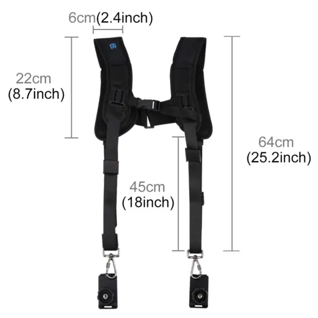 Puluz® PU6002 Quick Release Ρυθμιζόμενη Διπλή Ζώνη Ώμου Για Φωτογράφους 3