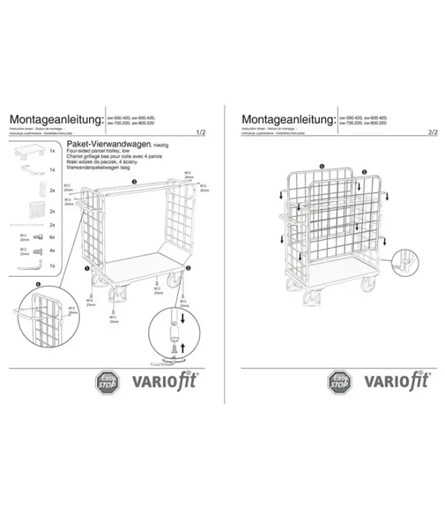 Variofit sw-600.420 Τρόλεϊ Μεταφοράς 4 Πλευρών για Φορτίο Βάρους ως 500kg 2