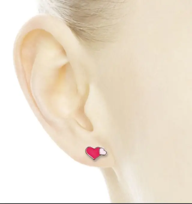 FARMA BIJOUX Σκουλαρίκια Υποαλλεργικά σχήμα καρδιά 1cm, χρώμα ΡΟΖ ΣΜΑΛΤΟ