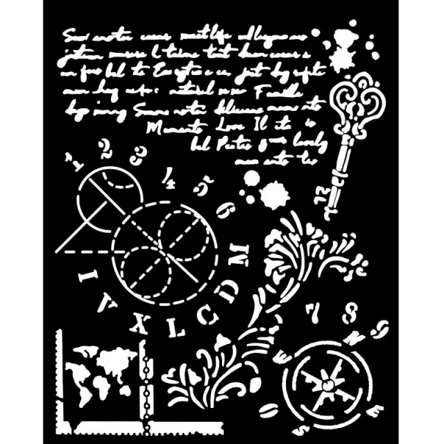 Thick Stencil Stamperia 20x25cm, Alterego, Key-Numbers