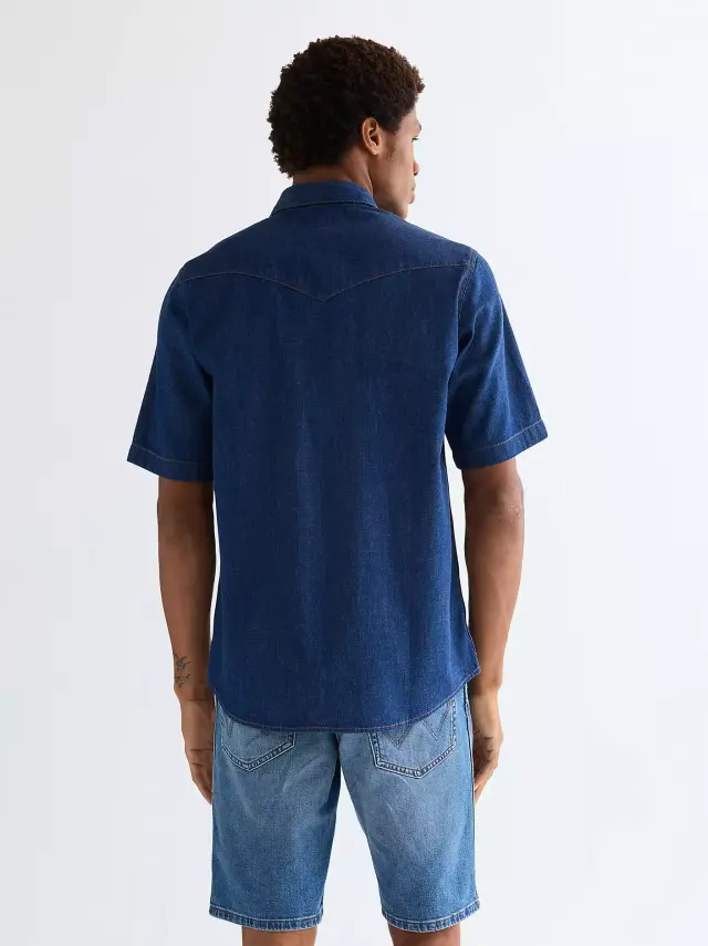 Wrangler Ανδρικό Τζιν Πουκάμισο 112378127 – Dark Blue - S 2