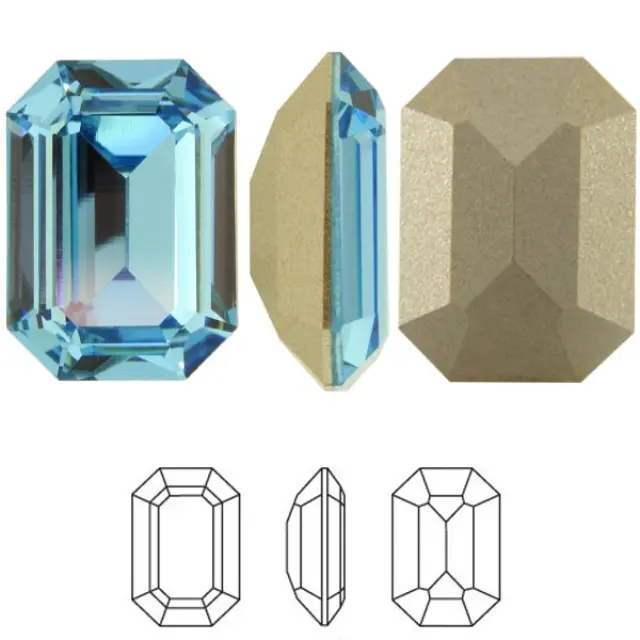 Swarovski 4610 Curved Back Octagon Fancy Stone Aquamarine 14x10mm - 2τεμ