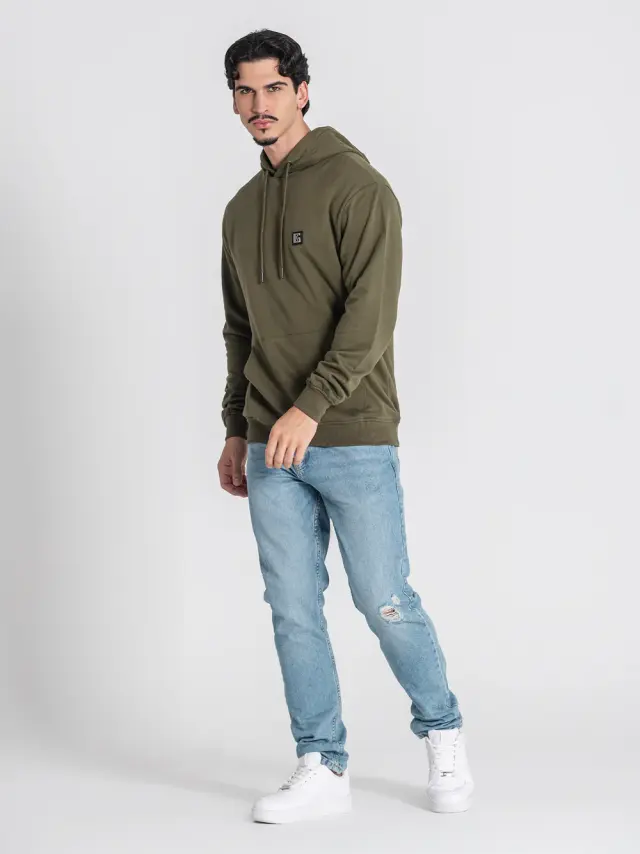 Gianni Kavanagh Ανδρικό GK PLAQUE Φούτερ με Κουκούλα - Army Green - XL 3