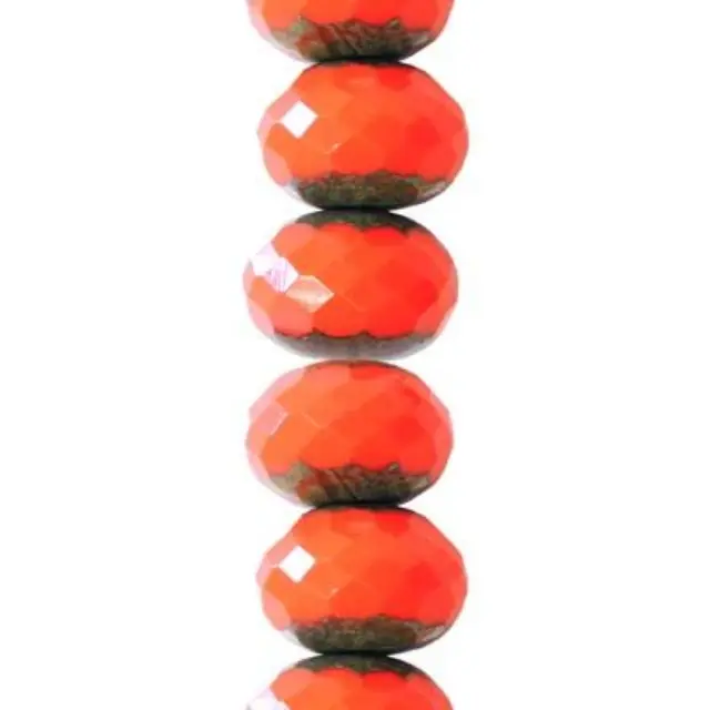 Χάντρα Fire Polish Puffy Coral Picasso 9x14mm ~19τεμ