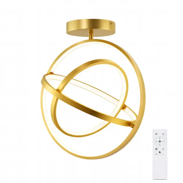 VenCore Orbital Gold - Μοντέρνο Φωτιστικό Οροφής Πλαφονιέρα LED 45W Χρυσό Αλουμίνιο με Ρυθμιζόμενο CCT Λευκό - Ημέρας - Θερμό & Χειριστήριο - Φ39 x Υ42cm (7741-20045)