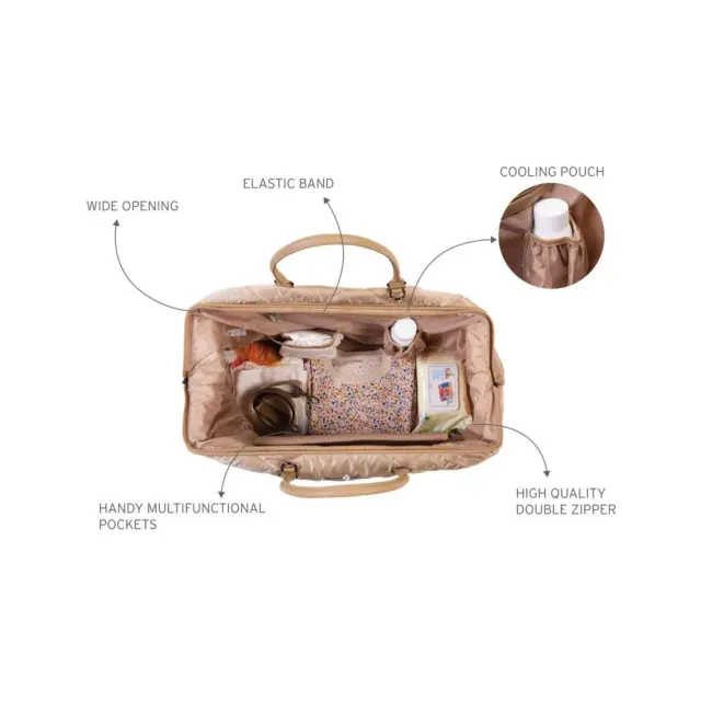 Τσάντα Αλλαγής ChildHome Mommy Bag Puffered Beige BR75832 2