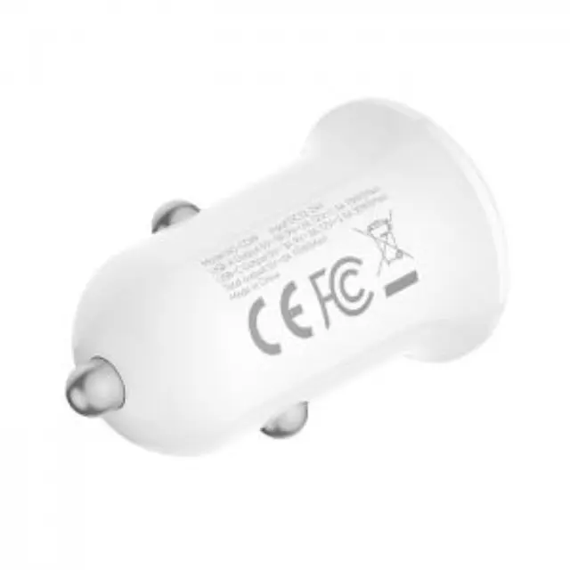 Universal φορτιστής αυτοκινήτου με 2 εξόδους, 1x USB-A & 1x USB-C σε λευκό χρώμα 3