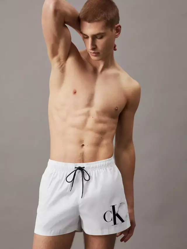 Calvin Klein - Ανδρικό Μαγιό Σορτς Drawstring KM0KM01015-YCD Λευκό - XL