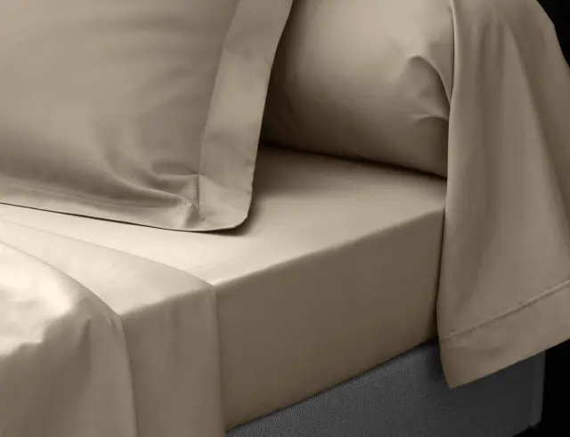 Σεντόνι Μονό με λάστιχο Percaline Douceur d'intérieur από βαμβάκι περκάλι 78TC, με διαστάσεις 90x190cm - Sand 1644634 3