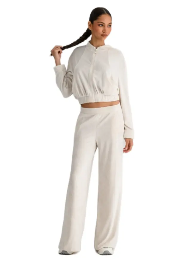 Bodytalk γυναικεία βελουτέ wide leg φόρμα με στρας 1262-908400-2