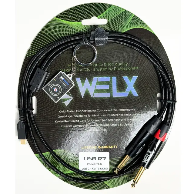 WELX Premium USB-C to X2 TS MONO Cable – 1.5m (R7)