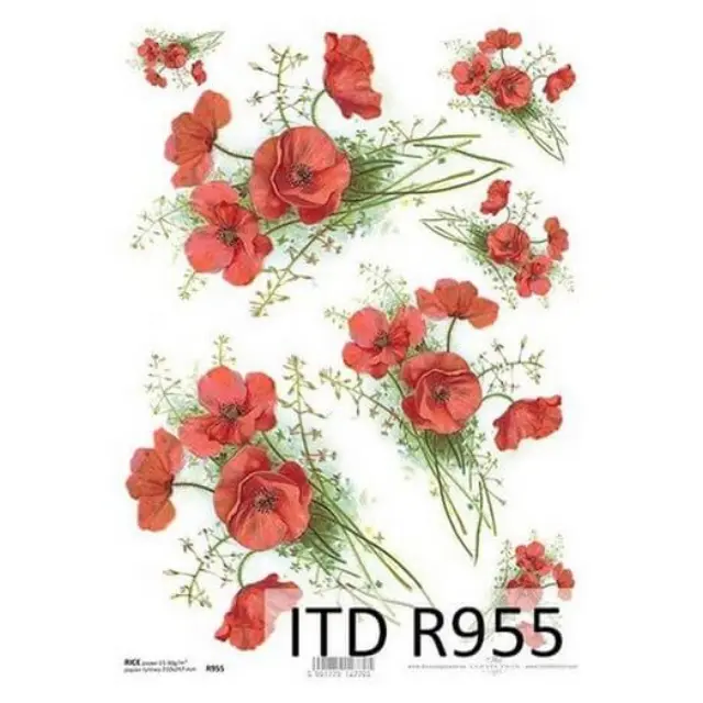Ριζόχαρτο ITD, 21x29cm, Κόκκινες παπαρούνες R955