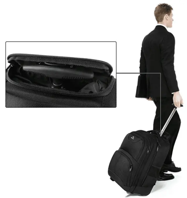 Σακίδιο πλάτης Τροχήλατο 45L Laptop 18” Matein 1178 μαύρο - One Size 3
