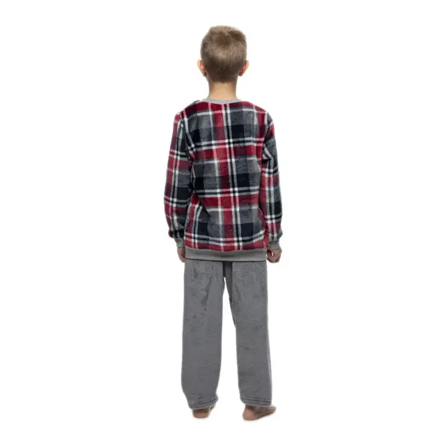 Galaxy Παιδική Πυτζάμα Αγόρι Καρό Fleece, Χρώμα Πολύχρωμο 2